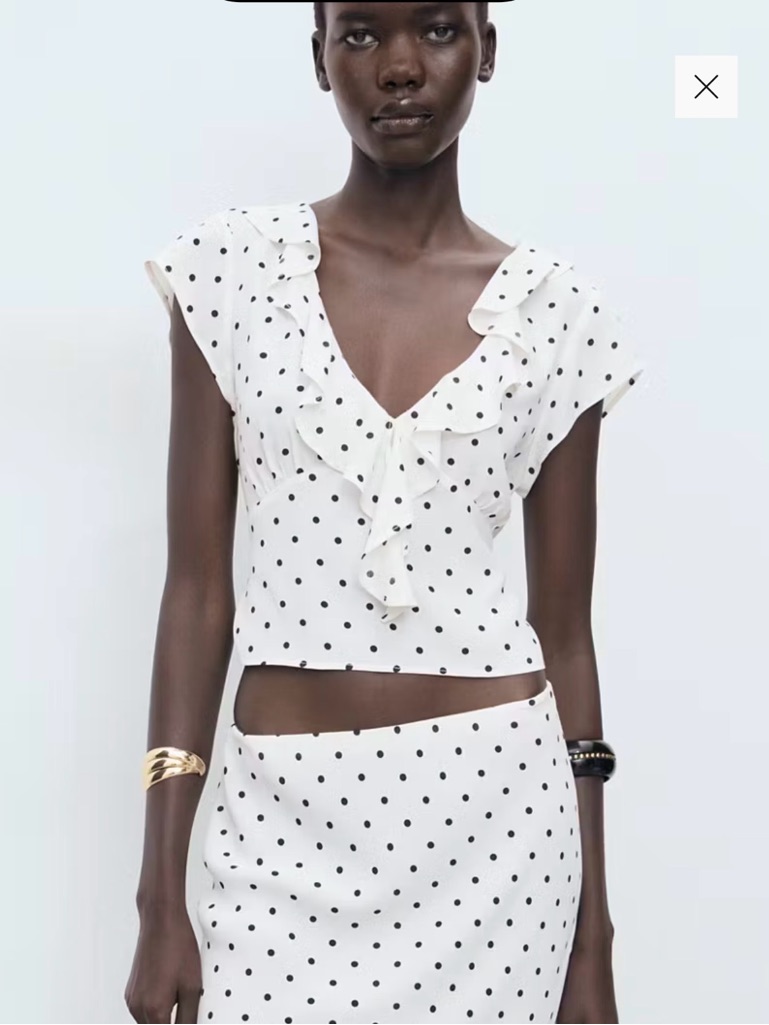 Mango Polka Dot Ruffle Top- Xs
